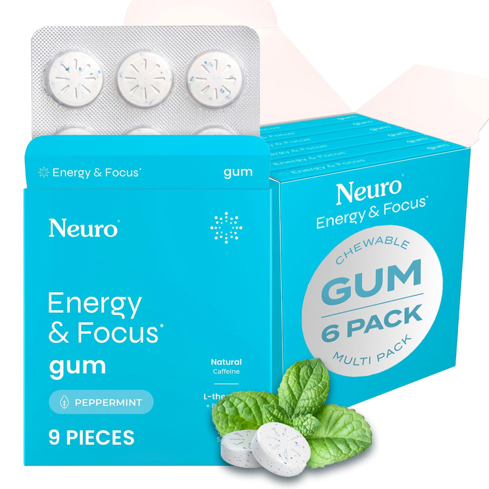 Neuro Energy Focus Gum pack front view for on-the-go peppermint energy boost