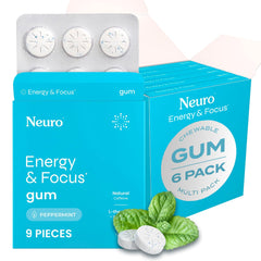 Neuro Energy Focus Gum pack front view for on-the-go peppermint energy boost