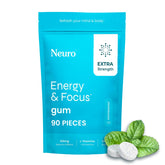 Neuro Energy & Focus Gum pack-shot showing peppermint flavor and energy on the go.