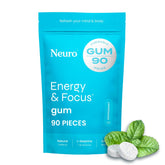 Neuro Energy & Focus Gum packfront offers a peppermint energy lift.