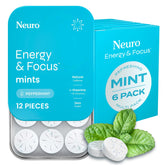 Neuro Energy & Focus Mints bottle shown for quick caffeine boost on the go