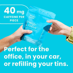 Neuro Energy & Focus Mints packaging-display presents vegan, sugar-free energy on the go