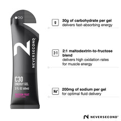 Neversecond C30 Energy Gel; part of the C-Series fueling system for planned nutrition.