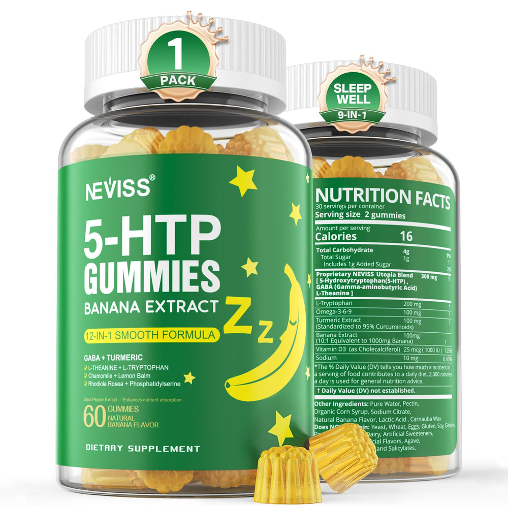 NEVISS 1Pack 5-HTP Gummies bottle for natural wind-down without melatonin