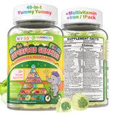 NEVISS Kids Super Greens bottle front — kid-friendly gummies for daily energy and nutrition.
