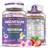 NEVISS bottle of magnesium-glycinate calcium gummies for adults and kids, bedtime routine