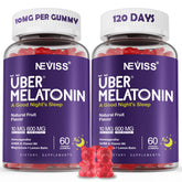 NEVISS Melatonin Gummies bottle front, suggesting rest and daily calm.