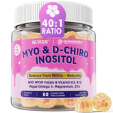 NEVISS Myo-Inositol Gummies bottle showing a tasty, sugar-free option for daily balance.