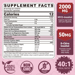 NEVISS Myo-Inositol Gummies label close-up highlighting 40:1 ratio