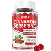 NEVISS organic Ceylon cinnamon berberine gummies close-up label supporting digestion