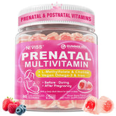 NEVISS prenatal gummies bottle front view for daily pregnancy nutrition.