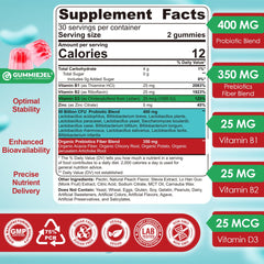 NEVISS Probiotic Gummies peach flavor close-up highlighting chewy texture.