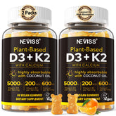 NEVISS vitamin D3K2 calcium gummies bottle front supports bone health daily