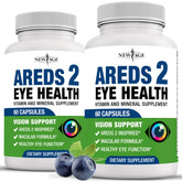 NEW AGE AREDS 2 eye vitamin bottle shows premium packaging for daily eye health support.