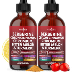 NEW AGE Berberine Cinnamon drops bottle on counter for easy daily use