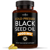 New Age Black Seed Oil softgel bottle close-up for daily vitality.
