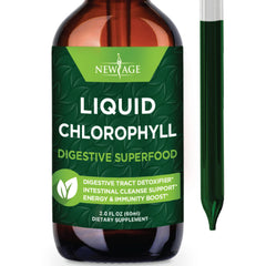NEW AGE Chlorophyll Drops bottle and dropper ready for daily energy support.