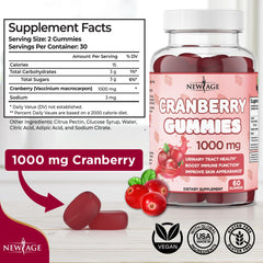 New Age Cranberry Gummies with whole cranberry extract for urinary health benefits.