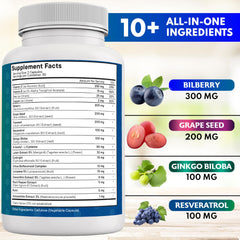 NEW AGE Eye Health bilberry capsules close-up highlighting antioxidant benefits for eyes