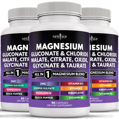 NEW AGE Magnesium Glycinate capsules support restful evenings and everyday comfort.