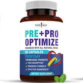 New Age Pro Optimize Probiotics for Women bottle showing daily gut health use