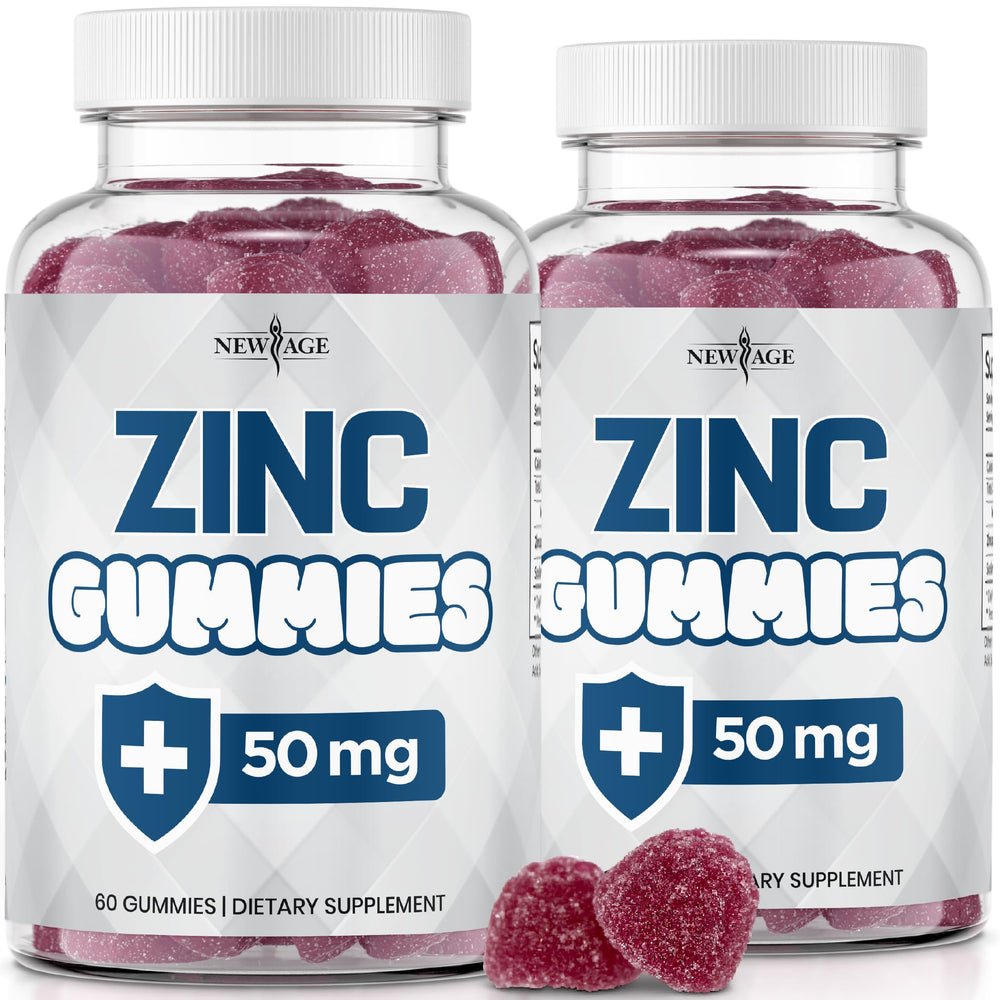 New Age Zinc Gummies bottle front, highlighting immune support potential.