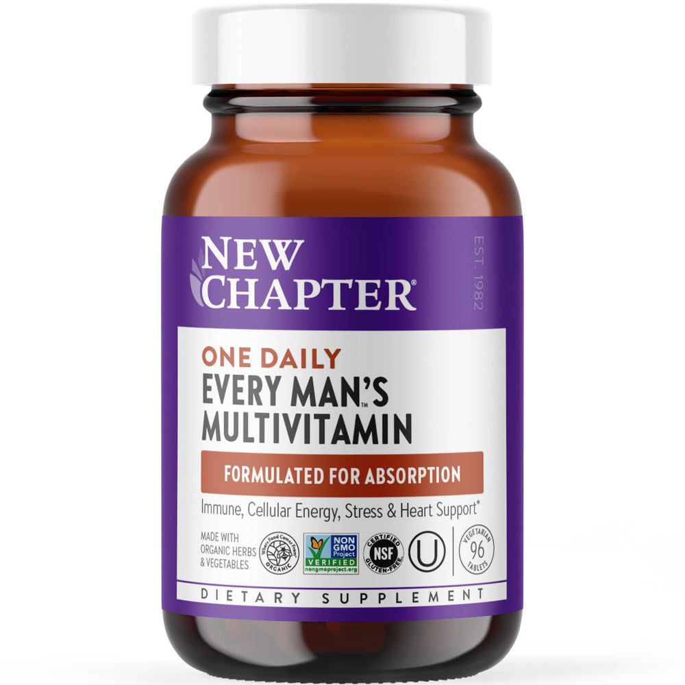 New Chapter Men's Multivitamin bottle front showing daily nourishment for men