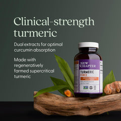 New Chapter Organic Turmeric Roots depict whole rhizomes offering a broad spectrum of compounds.