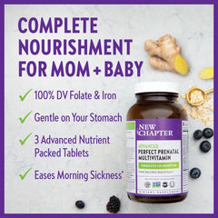 New Chapter Perfect Prenatal fermented nutrients image highlights bioavailable ingredients.