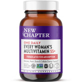 New Chapter Women’s Multivitamin 55+ bottle front—iron-free daily wellness for energy support.