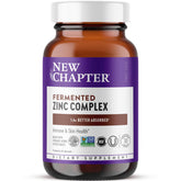 New Chapter zinc supplement bottle shows easy daily intake for immune support.