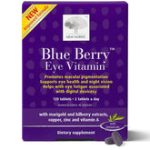 New Nordic blue berry eye vitamin bottle supports eye health and macular pigment.