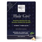 NEW NORDIC Hair GRO bottle front showcasing vegan formula for hair vitality.