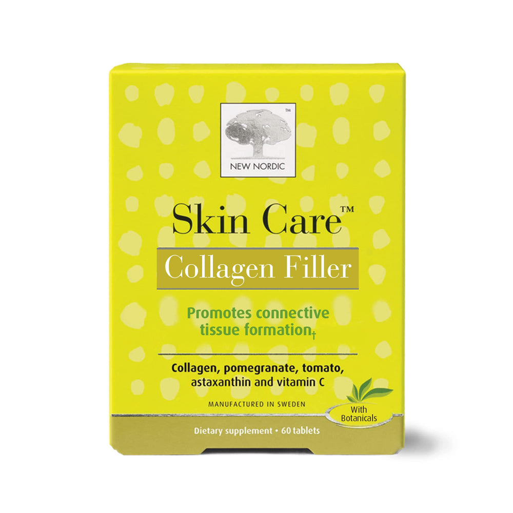 NEW NORDIC Skin Care collagen filler tablets packaging shown for easy daily use