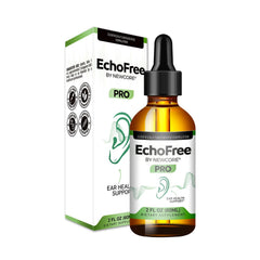 Newcore EchoFree Pro bottle label highlights natural ear wellness formula