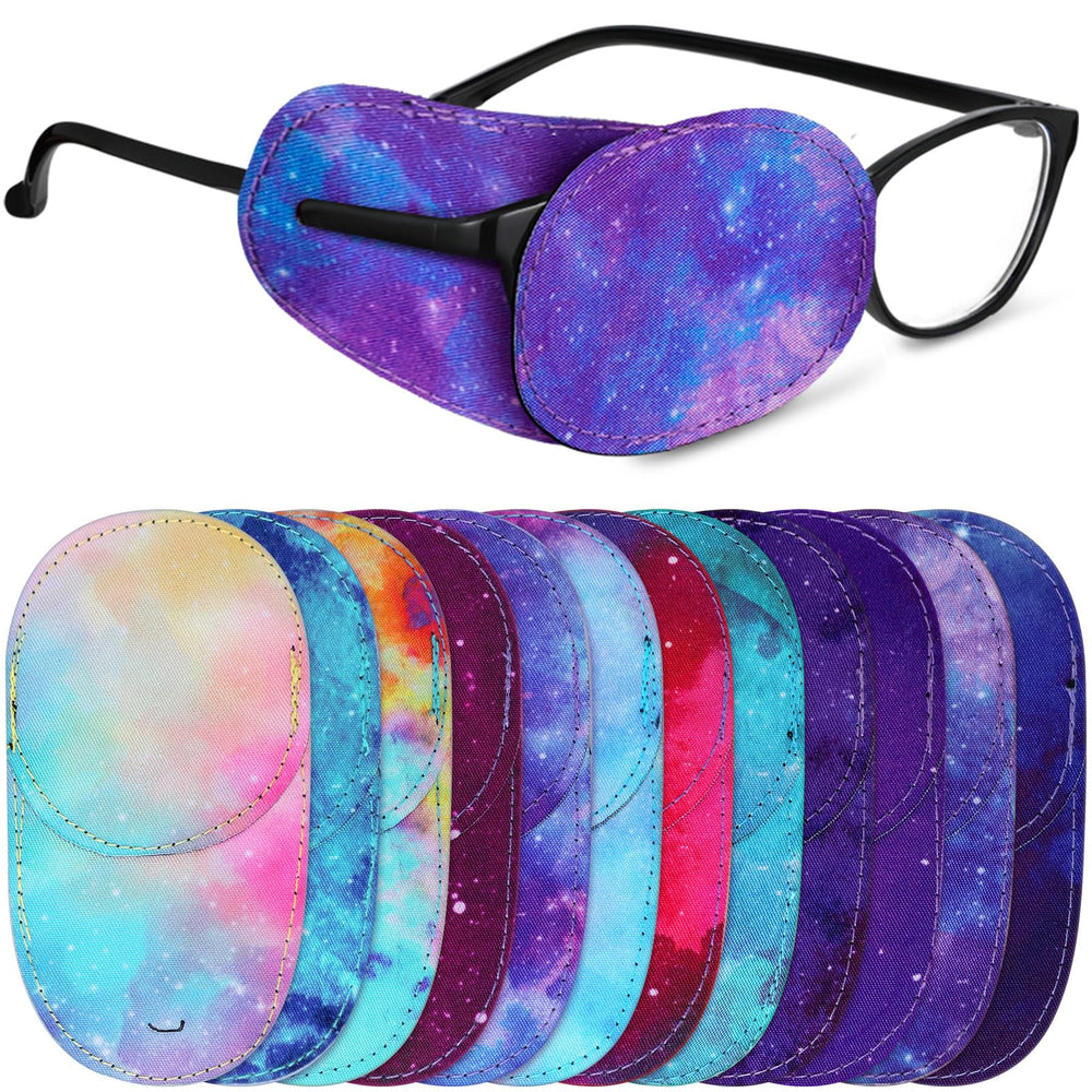 Newcotte starry sky pattern eye patch for kids with glasses, eye-catching design.