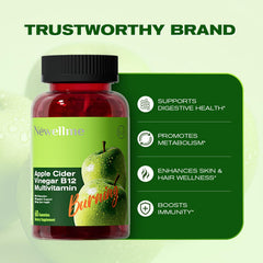 NEWELLME Sugar-Free ACV Gummies with The Mother ingredient highlighted.