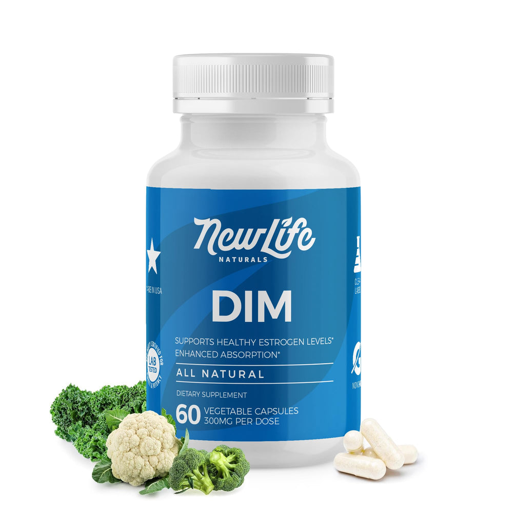 NewLife Naturals DIM supplement bottle for daily hormonal balance support.