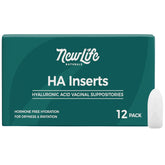 NewLife Naturals Hyaluronic Acid Vaginal Suppositories 5mg pack front view showing daily moisture support