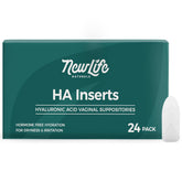 NewLife Naturals Hyaluronic Acid Vaginal Suppositories pack for discreet daily moisture support