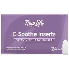 NewLife Naturals Vitamin E Suppositories 38IU packaging for discreet feminine care.