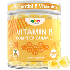 NEWOLITE Vitamin B Complex Gummies bottle in pineapple flavor, convenient daily energy support.