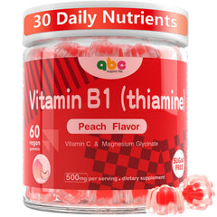 NEWOLITE Vitamin B1 Gummies peach-flavored bottle for easy daily energy support