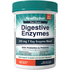 NewRhythm Digestive Enzymes bottle with plant-based capsules for easy daily digestion
