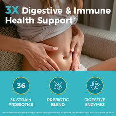 NewRhythm Probiotics digestive enzymes sheet demonstrates enhanced breakdown support.