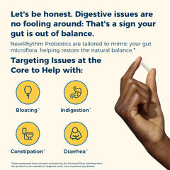 Targeted-release capsules image from NewRhythm Probiotics illustrating stomach acid resistance.