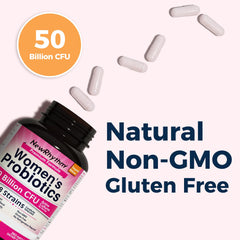 NewRhythm probiotics contents show 50B CFU and 18 strains for gut balance