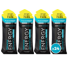 NewTrition Extra Strength Energy Shot blue raspberry bottle boosts daytime focus.