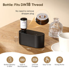 Nexalithron waterless diffuser top view showing compact design for small spaces.