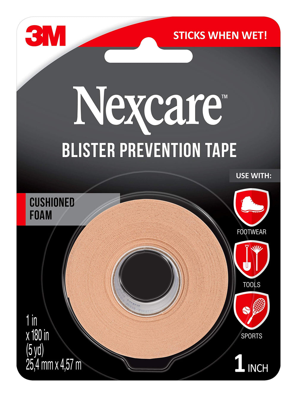Nexcare blister prevention tape roll provides cushioned protection for high-friction areas.